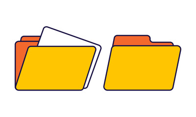 Vector yellow folders for organizing documents. sorting large amounts of data