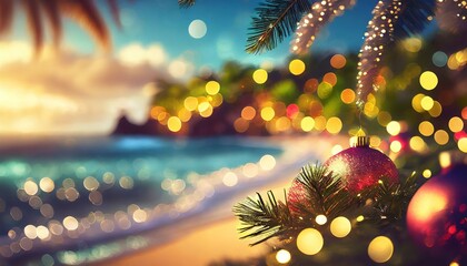 festive Christmas holiday season on the beach in Hawaii