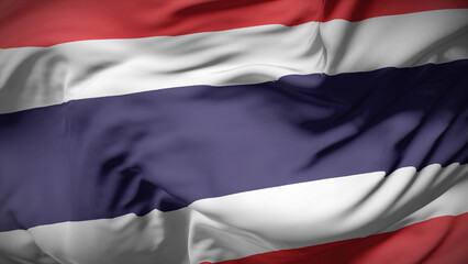 3d illustration flag of Thailand. Close up waving flag of Thailand.