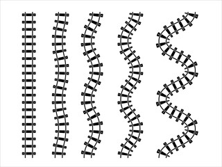 Train railway track elements. Rail road map. 