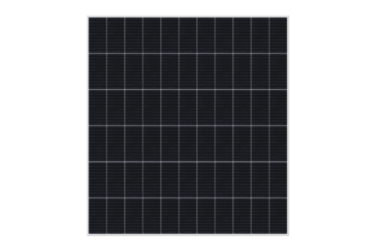 Top view of solar cells panels isolated on transparent background. Alternative and renewable source of electricity. Green and clean energy power