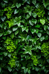 Fototapeta na wymiar Plant wall natural green wallpaper and background.