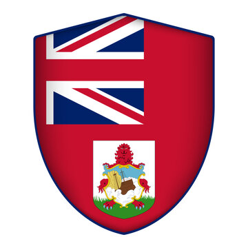 Bermuda flag in shield shape. Vector illustration.