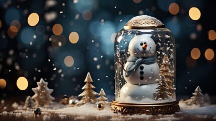 Christmas Snow Globe With Snow Man. Christmas snow globe. Generative AI
