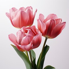 Close Up Beautiful Fresh Tulip ,Hd, On White Background