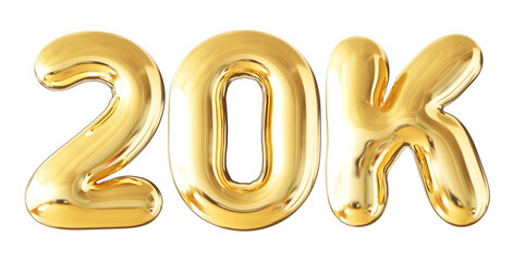 20k Follower Bubble Number Gold 3d Render