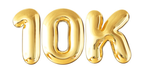 10k Follower Bubble Number Gold 3d Render