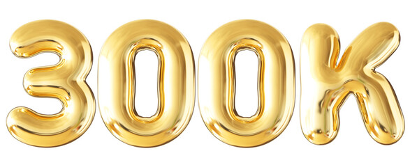 300k Follower Bubble Number Gold 3d Render