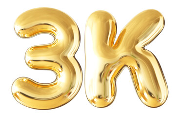 3k Follower Bubble Number Gold 3d Render