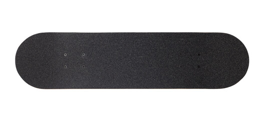black skateboard isolated on white background, top view