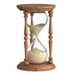 Hourglass on white background, sandglass 3d rendering
