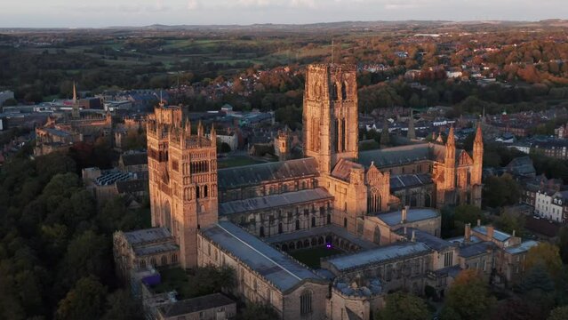 Durham Cathedral at sunset UK