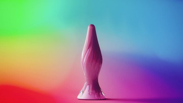 Anal Butt Plug Render - Sex Toy With lubricant that flows alongside the shape. Animation