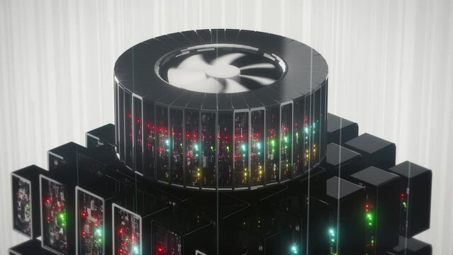 Internet of Things - Enterprise Powerful Cloud Computer technology connects the supercomputer server system. 4k animation.