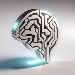 3D Illustrated Brain Circuitry Concept: Modern Neural Pathways, Artificial Intelligence, and Cognitive Science Representation