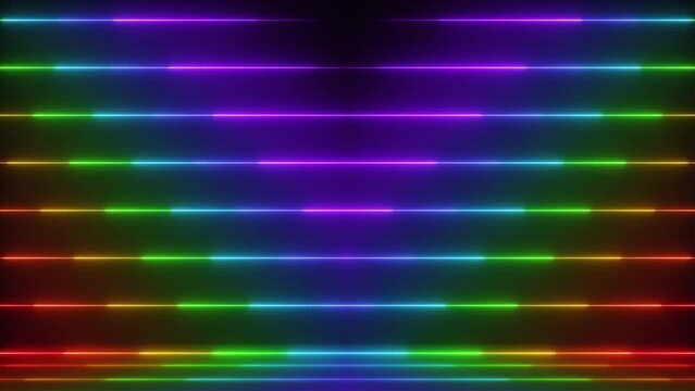 Abstract colorful neon lines background. Seamless looping