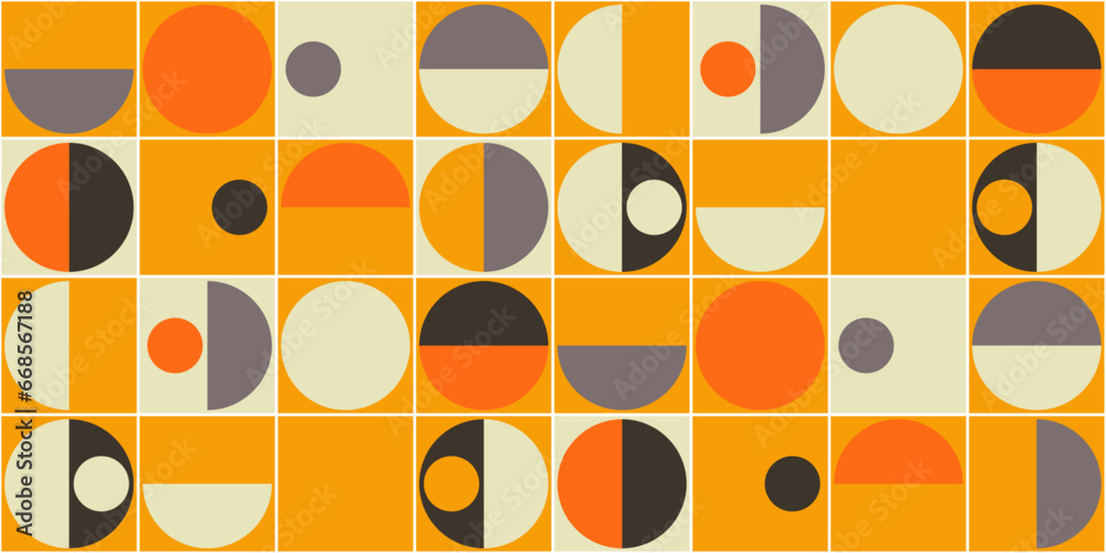 Poster Abstract mosaic of rounded semicircles. Pattern of roundness of parts. Avant-garde texture pattern of geometric shapes.