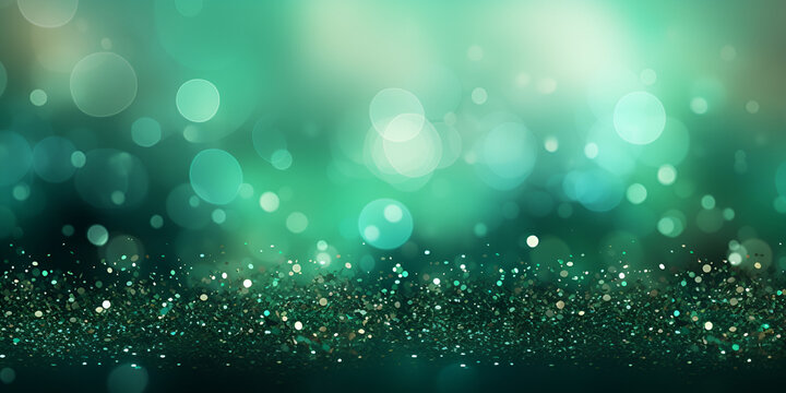 Green abstract glitter and blurred lights background