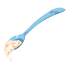 Oatmeal breakfast. Nourishment food, ripe plant. Healthy nutrition meal concept. Vector illustration isolated on white background