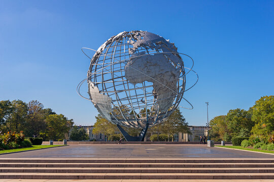 New York City, USA - October  19, 2023:   The Unisphere in Flushing Meadows Corona Park in Queens, NYC.