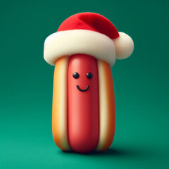 hotdog with santa hat.