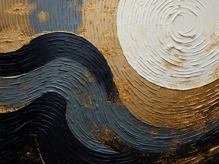 Gleaming Gold Meets Enigmatic Dark. Abstract Whirls Creating Depth