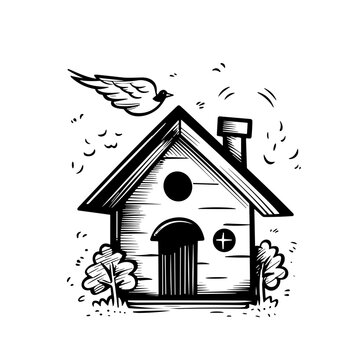 Bird house silhouette, bird huse png, bird house svg, bird house, bird nest, house, home, bird, birdhouse, wooden, wood, roof, isolated, nature, building, box, nest, white, garden, illustration, archi
