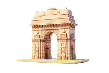 Icon Model Of India Gate 3D Isolated On Transparent Background. - obrazy, fototapety, plakaty