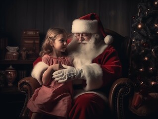 Cozy Christmas Santa and Little Girl