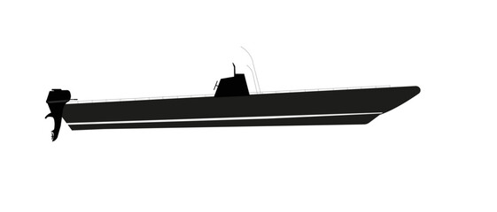 Silhouette d'un bateau et d'un moteur hors-bord   © guitou60