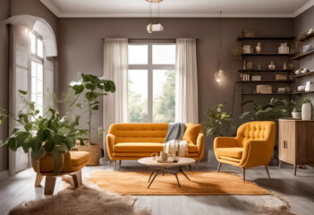 Concept di design d'interni in stile retr&ograve;