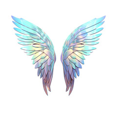 Fantasy hologram angel wings isolated on transparent background,transparency 