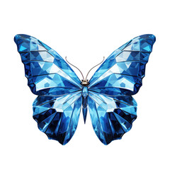 Blue crystal butterfly isolated on transparent background,transparency  - obrazy, fototapety, plakaty