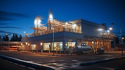 Fototapeta na wymiar nighttime storage facilities for petrol or clear gas electrical power stations .