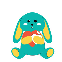 Fototapeta premium Green Bunny Holding Heart