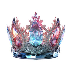 Fantasy crystal crown isolated on transparent background,transparency 