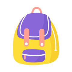 Vector backpack icon flat illustration on white