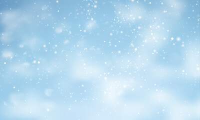 Vector christmas snow. falling snowflakes on light blue background