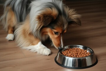 dog eats food