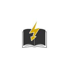 Open book with lightning bolt icon isolated on transparent background