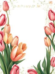 Tulip flower frame border invitation blank card