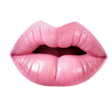 soft pink lips isolated on transparent background,transparency 