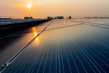 Alternative energy to conserve the world's energy and rooftop solar systems. - obrazy, fototapety, plakaty