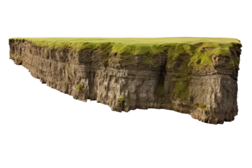 Foto op Canvas cliff with grass, isolated on transparent background, png file © Olha Vietrova