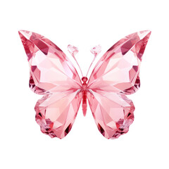 Pink crystal butterfly isolated on transparent background,transparency 