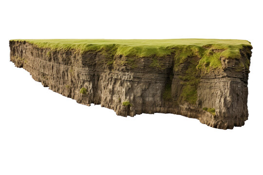 cliff with grass, isolated on transparent background, png file