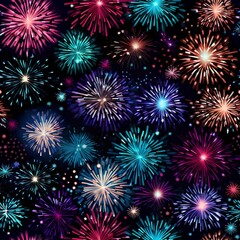 Fototapeta premium Seamless pattern of Christmas fireworks, ornament and textural.