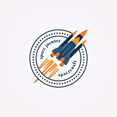 badge spacecraft logo vector, rocket design illustration, aviation vintage icon, logo rocket for travel business