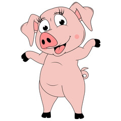cute pig animal cartoon illustration