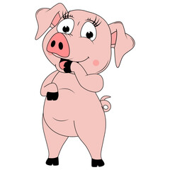 cute pig animal cartoon illustration